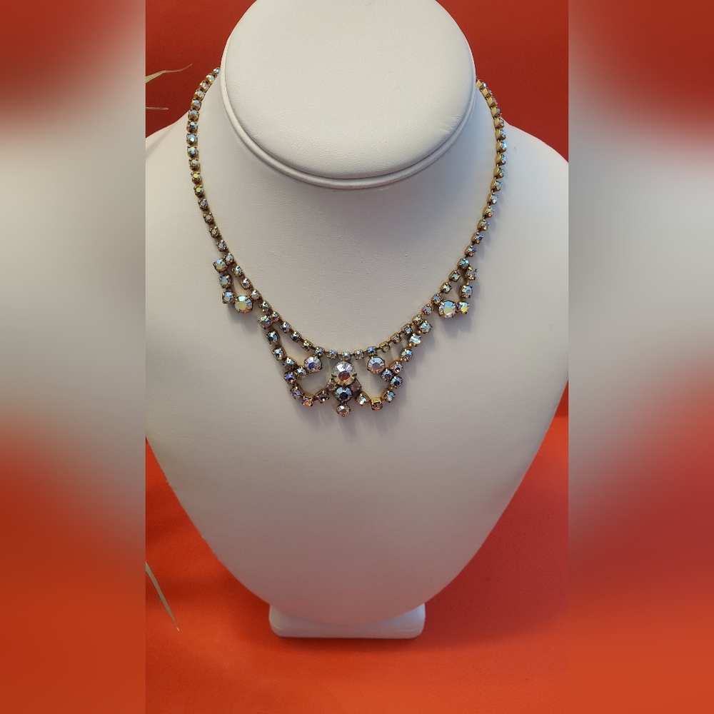 Ruby Lane Aurora Borealis Rhinestones Necklace